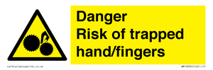 Danger Risk of trapped hand/fingers
